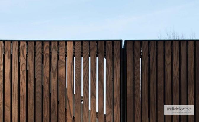 Wooden swing gate in HOTwood ash with open profile