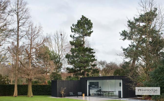 Modern garden office with black finish