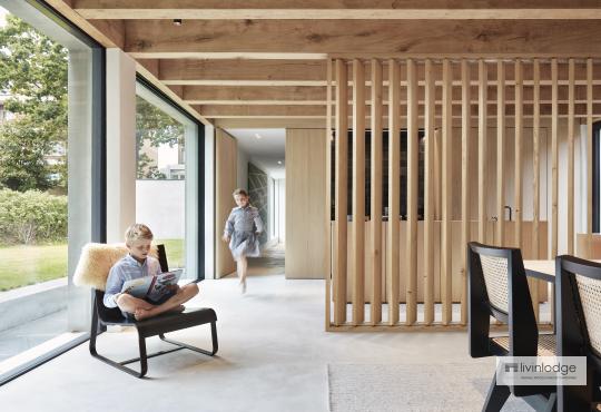 Wooden shutters as a room divider Wooden shutters as a room divider